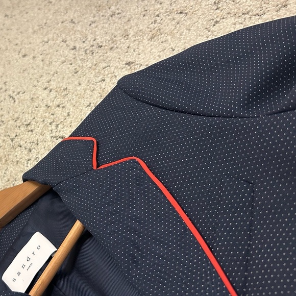 Sandro size 36 EUC Prepy mini polka dot Blue and Red Blazer- preppy academia - Picture 5 of 16